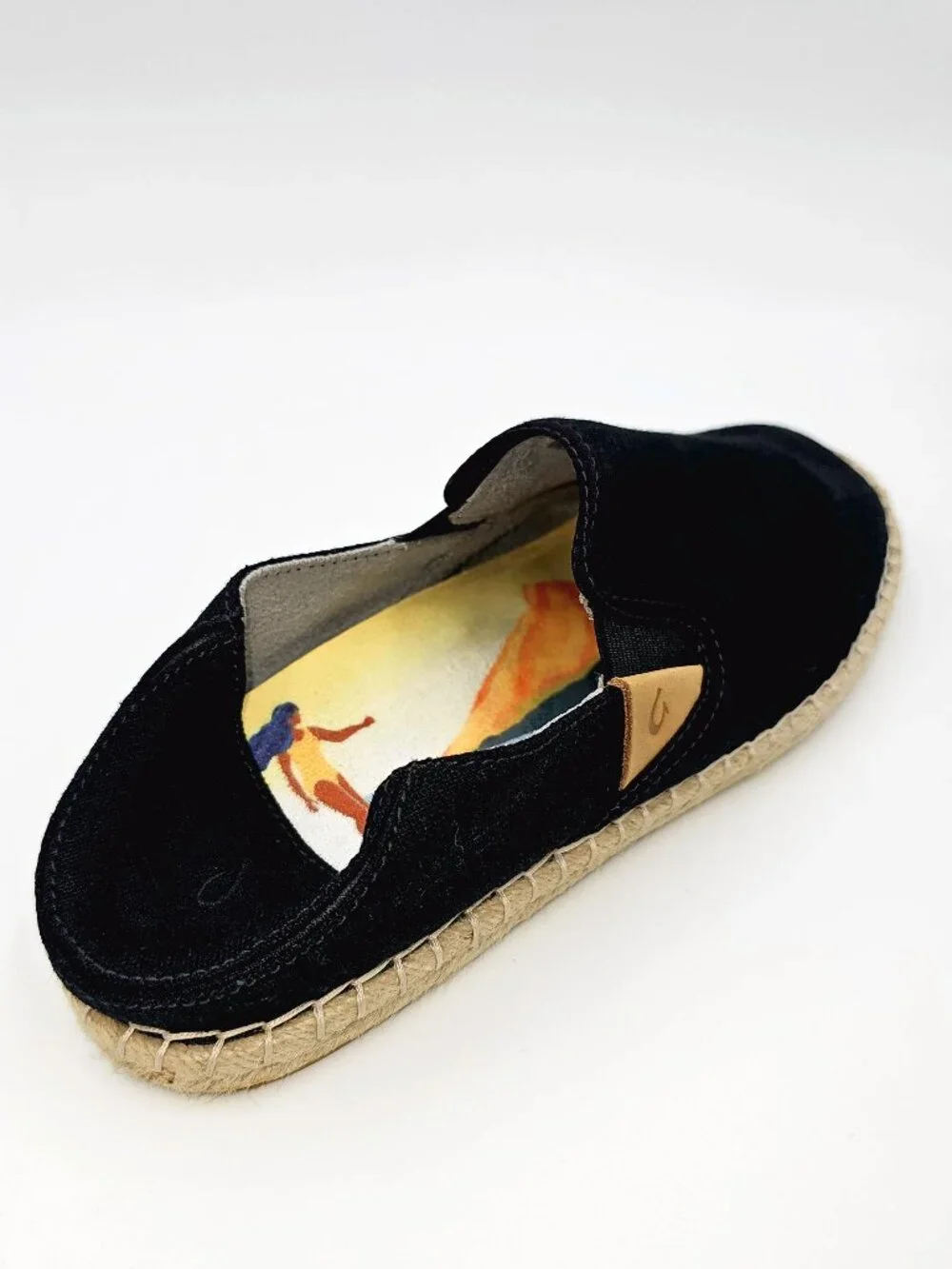 Olukai Kaula Pa'a Kapa Black Convertible Espadrille Sandals Shoes Women's Size 9